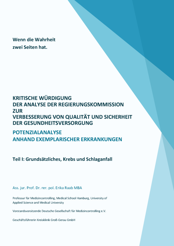 Deckblatt des Gutachtens zur "Kritische Würdigung der Analyse der Regierungskommission zur Verbesserung von Qualität und Sicherheit der Gesundheitsversorgung"