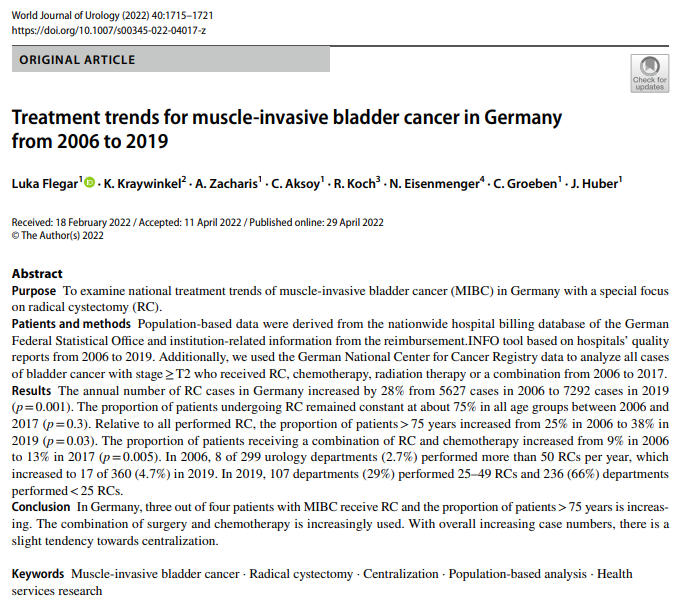 Behandlungstrends bei muskelinvasivem Blasenkrebs (MIBC) in Deutschland
